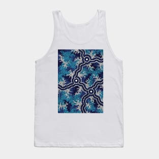 Aboriginal Art - Wetland Dreaming Blue Tank Top